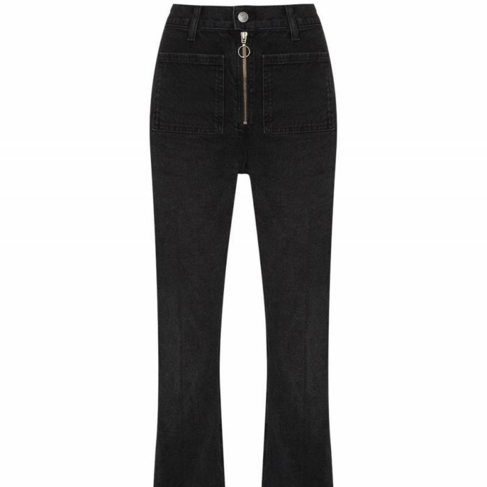 Reformation Peyton Zip Ultra High Rise Faded Black Wash Bootcut Jeans Size 27